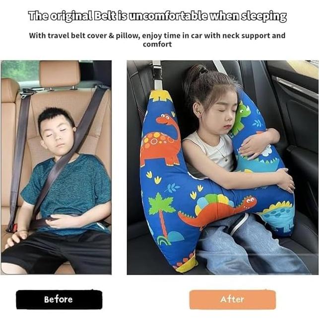 Almohada de Viaje para Niños Genérico Dinosaurio Azul Ajustable