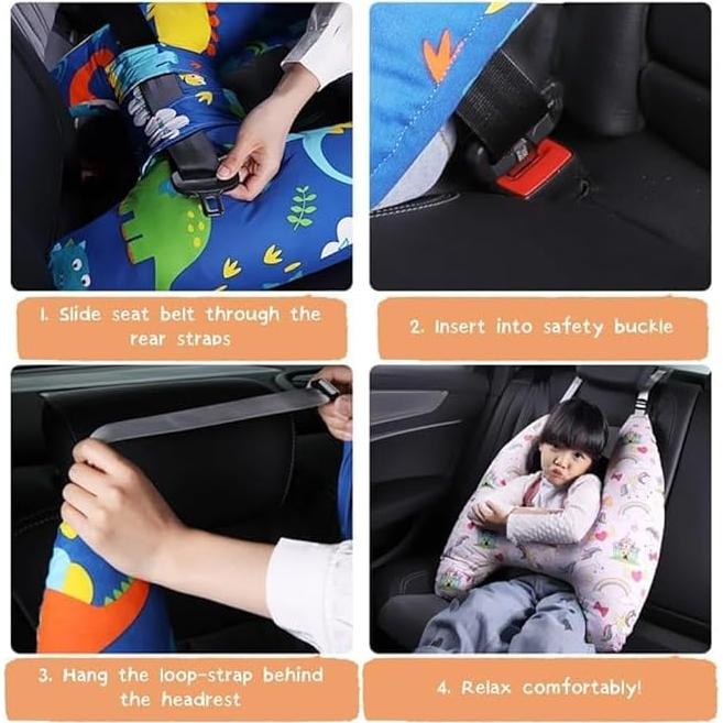 Almohada de Viaje para Niños Genérico Dinosaurio Azul Ajustable