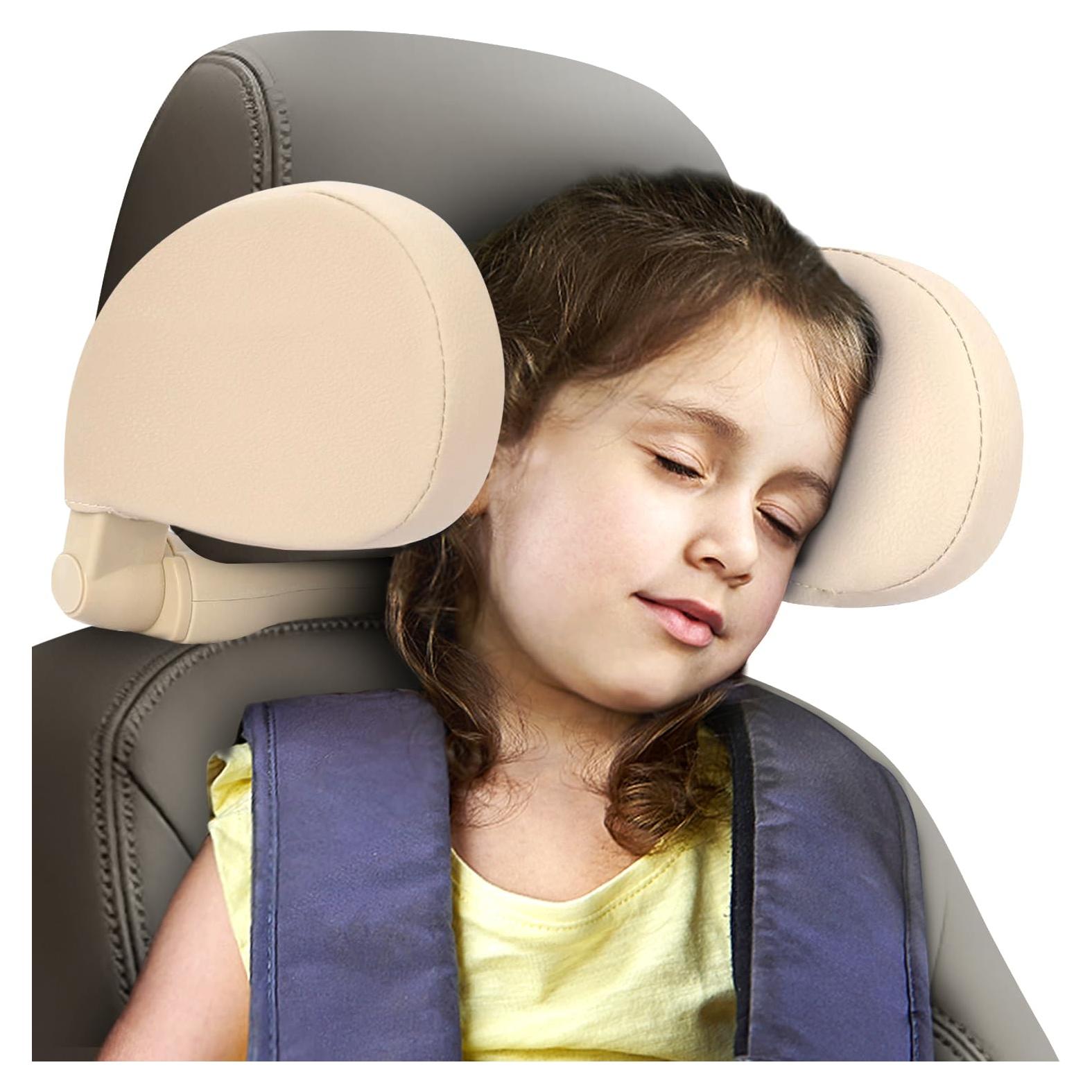 Almohada de Reposacabezas HSWT Ajustable para Coche Beige