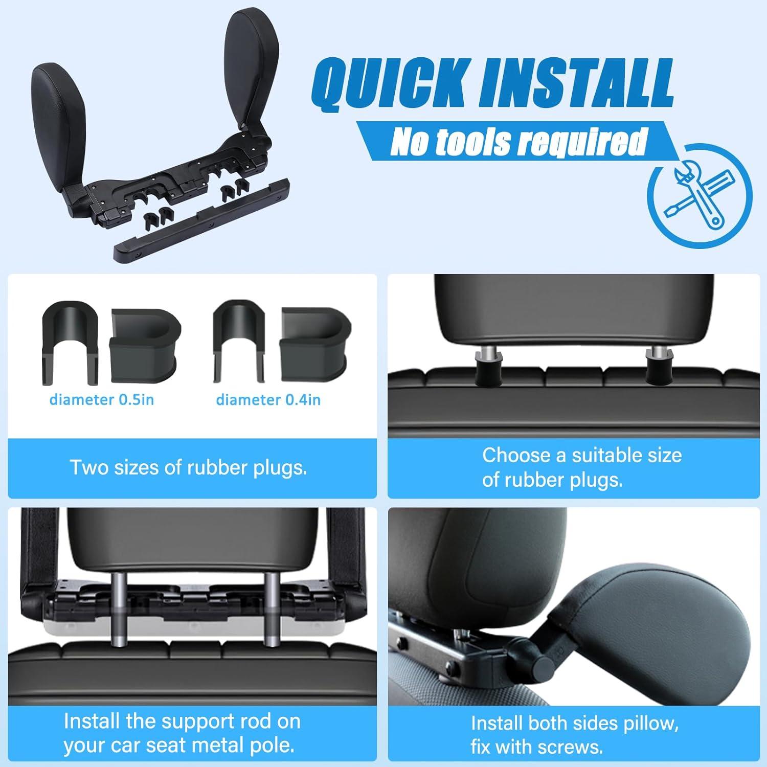 Almohada de Reposacabezas HSWT Ajustable para Coche Beige