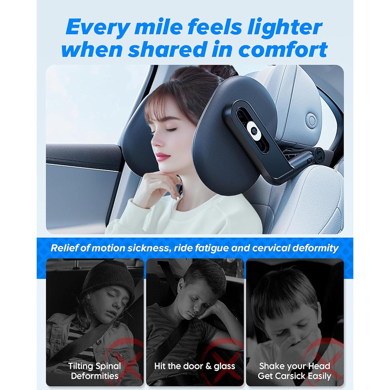 Almohada de reposacabezas para coche A13 - Soporte ergonómico 360°