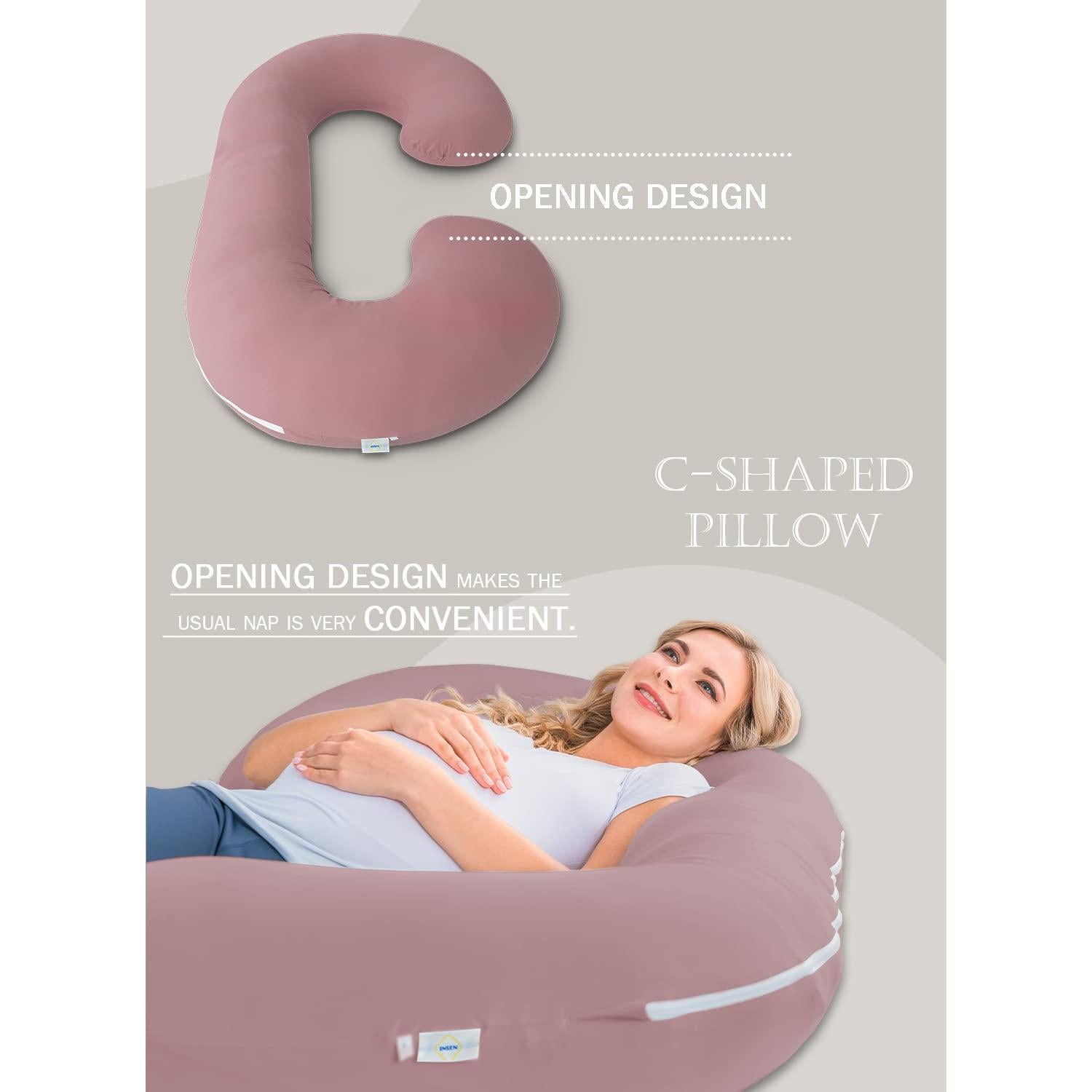 Almohada de Embarazo INSEN en Forma de C 147 cm Rosa