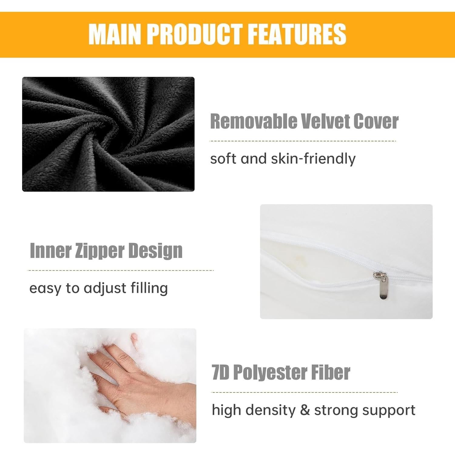 Almohada de Embarazo 1 MIDDLE ONE C Negra para Dormir