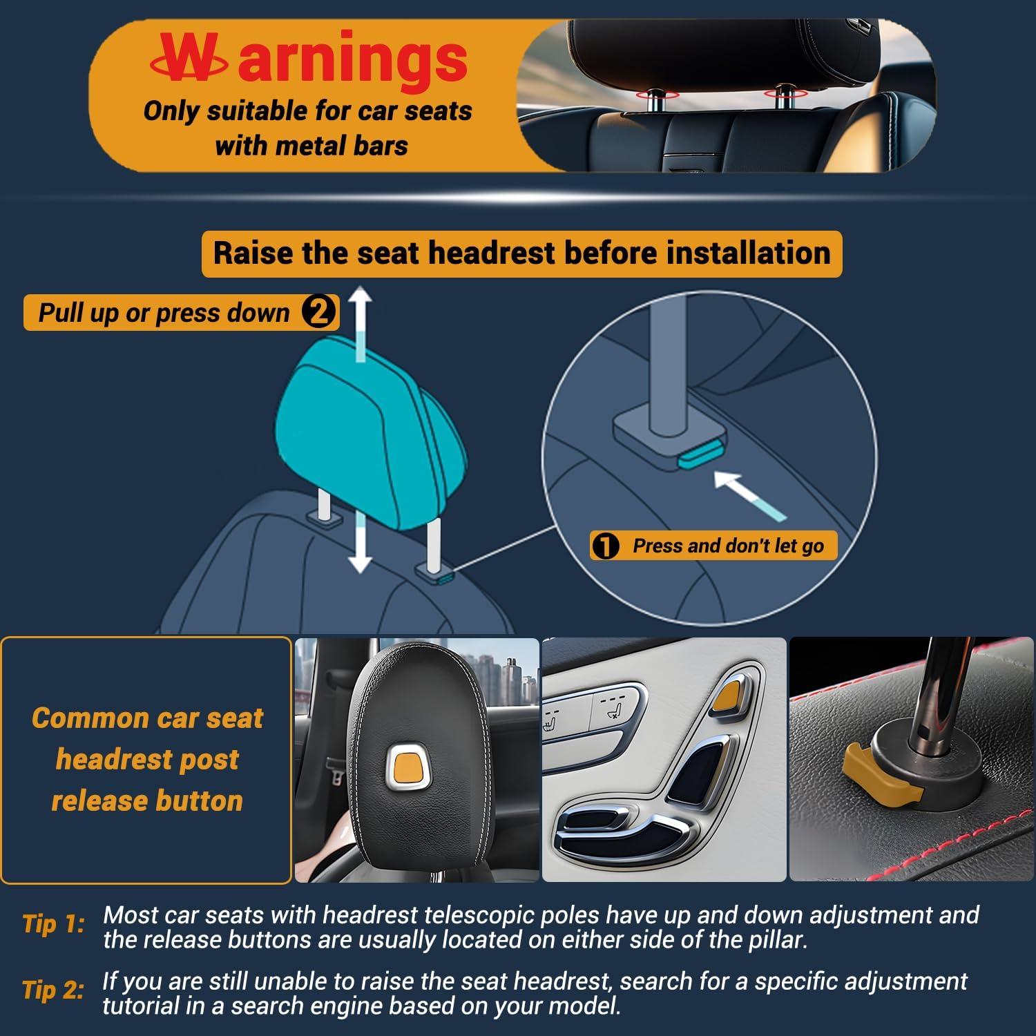 Almohada de Reposacabezas WAPEXNOS Ajustable 180° para Coche