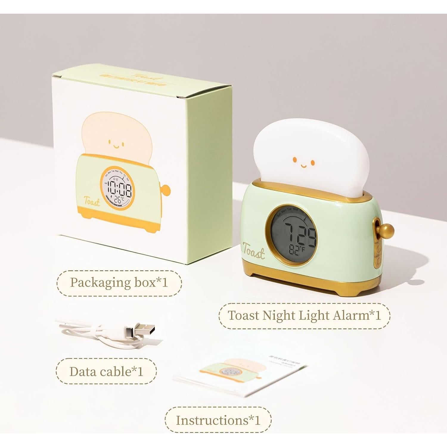 Reloj Despertador Tostadora BANDIANCY Amarillo Recargable