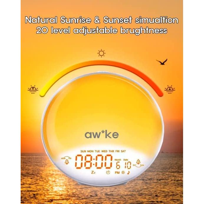 Reloj Despertador Amanecer aw*ke S100 Luz LED Ajustable