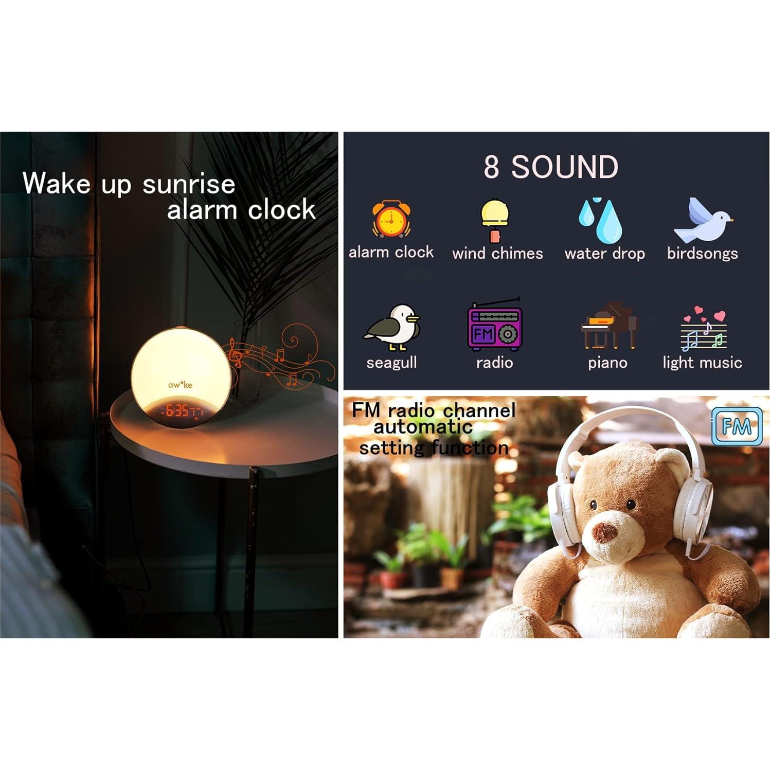 Reloj Despertador Amanecer aw*ke S100 Luz LED Ajustable