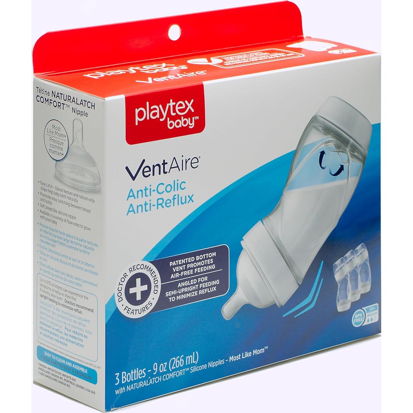 Botellas Anti-Cólico Playtex Baby VentAire 9 Oz - Paquete de 3