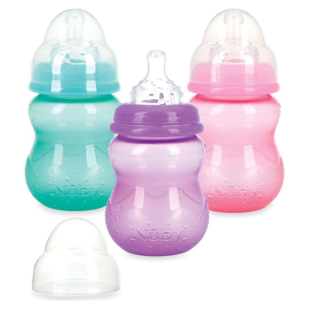 Botellas Ant Goteo Cuello Ancho Nuby 240 mL - Paquete de 3