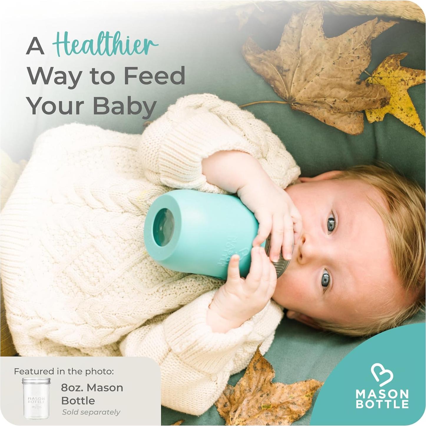 Kit Biberón de Vidrio Mason Bottle 8oz - 2 Tetinas Silicona