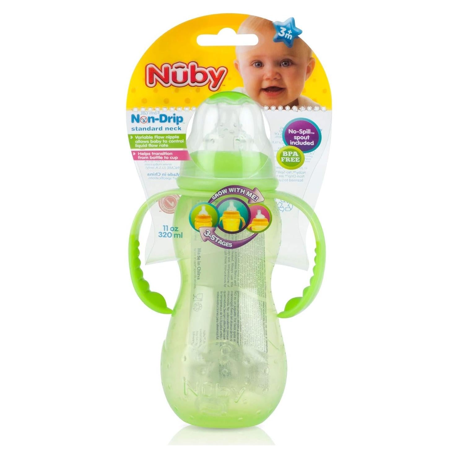 Biberón Nuby Non-Goteo 3 Etapas 320 ml Rosa