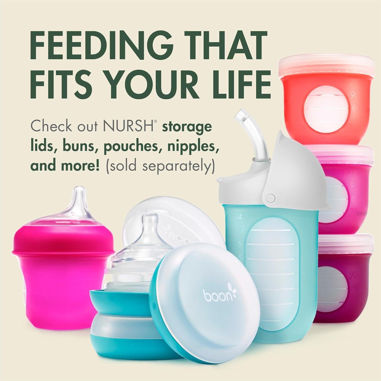 Botellas Anticólico Boon Nursh 8 Oz Silicona Verde Manchado