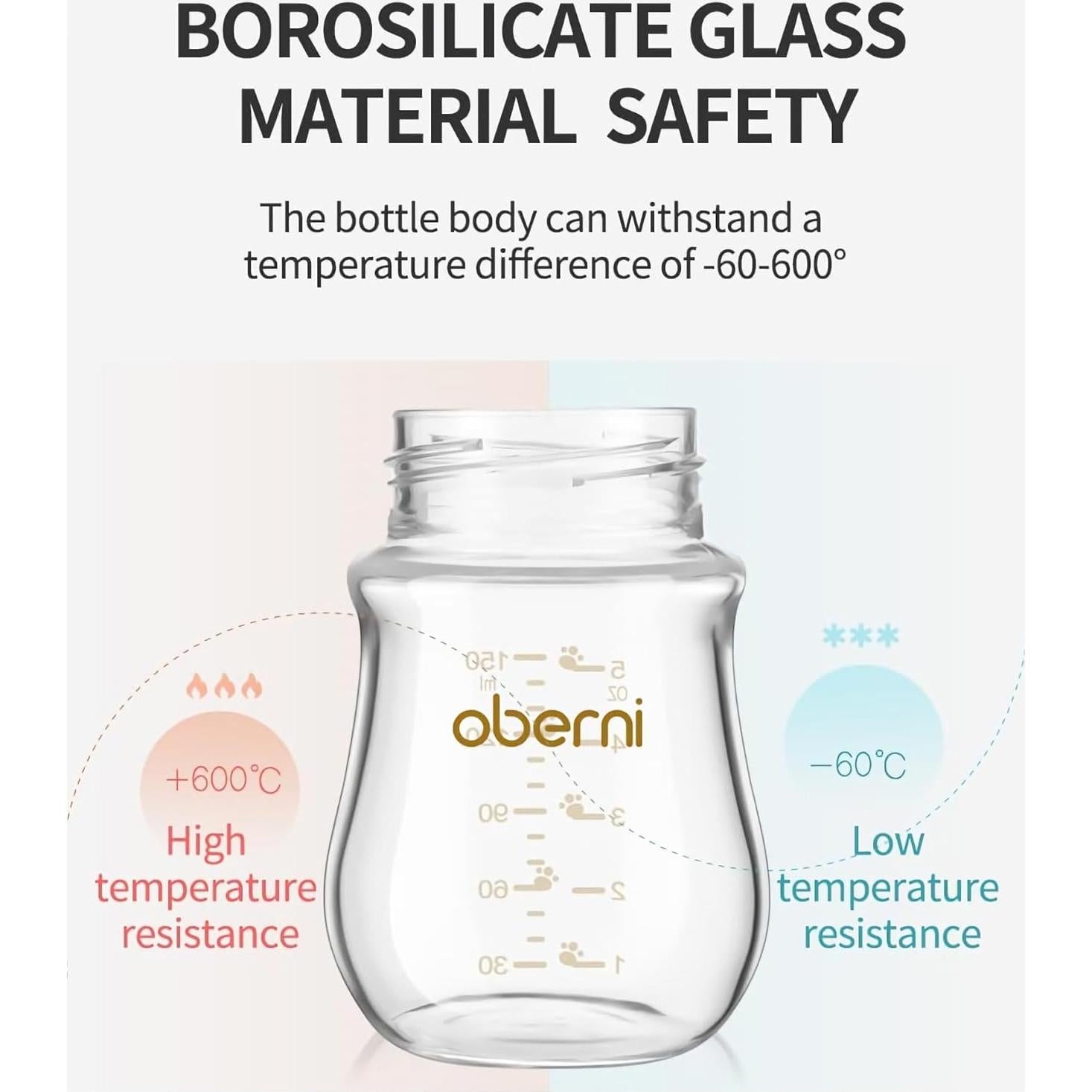 Botellas de vidrio anti cólicos Oberni 120 ml Rosa - 2 unidades