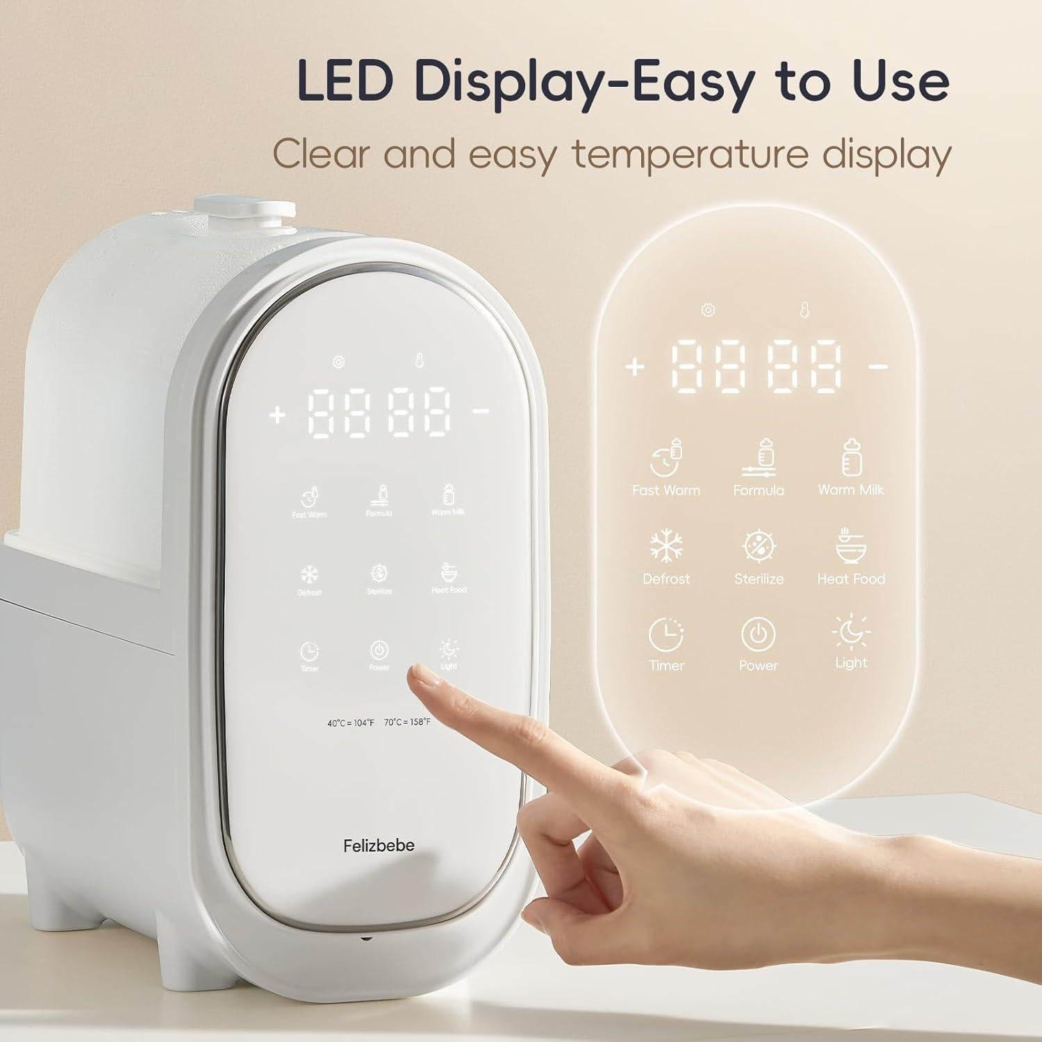 Calentador de Botellas Doble Felizbebe 11 en 1 con Luz Nocturna