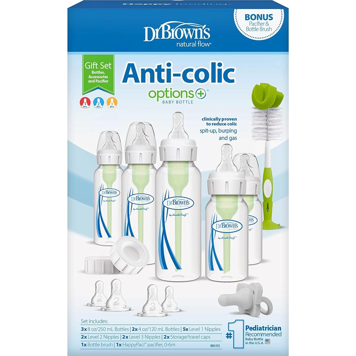 Juego de Regalo Biberones Anti-Cólico Dr. Brown's 0m+ 18 Piezas