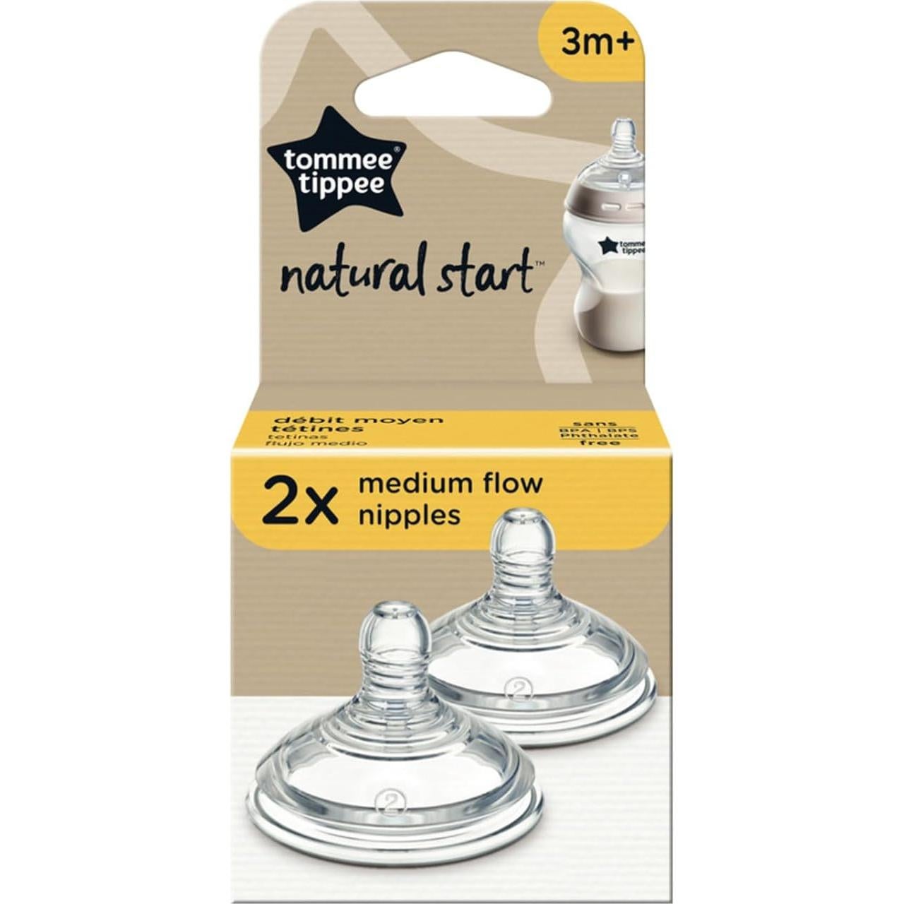 Pezón de Biberón Tommee Tippee Closer to Nature Flujo Medio 2 Unidades