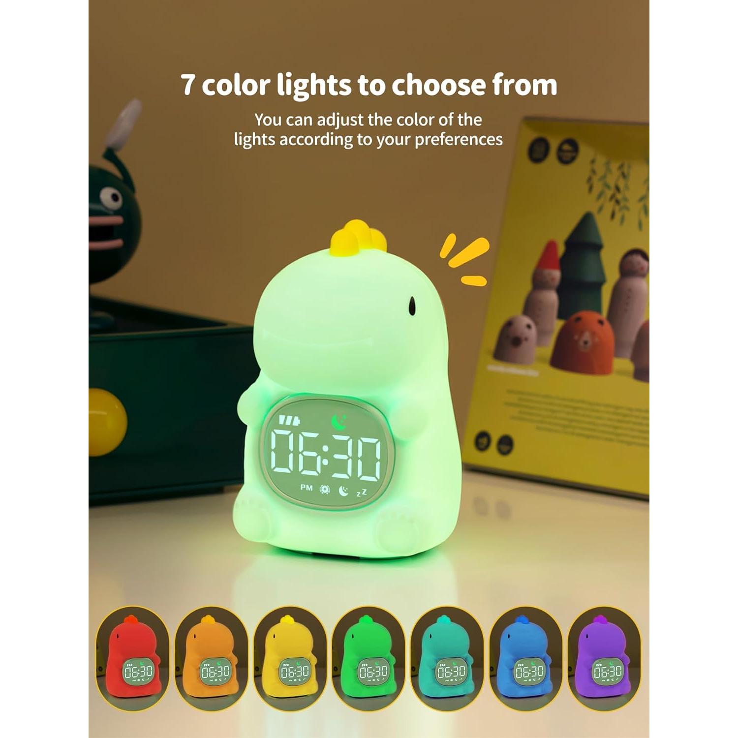 Reloj Despertador Dinosaurio TechCharm con Luz Nocturna