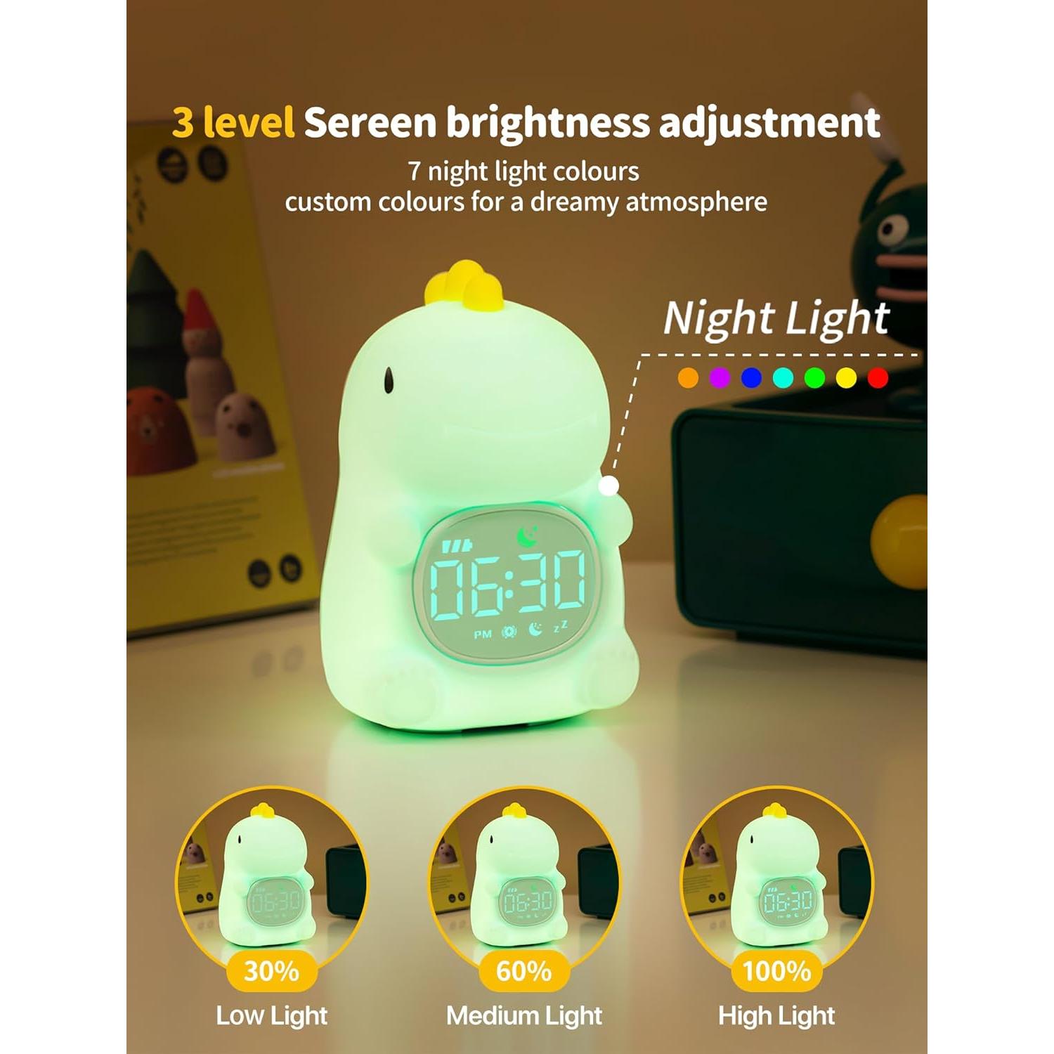 Reloj Despertador Dinosaurio TechCharm con Luz Nocturna