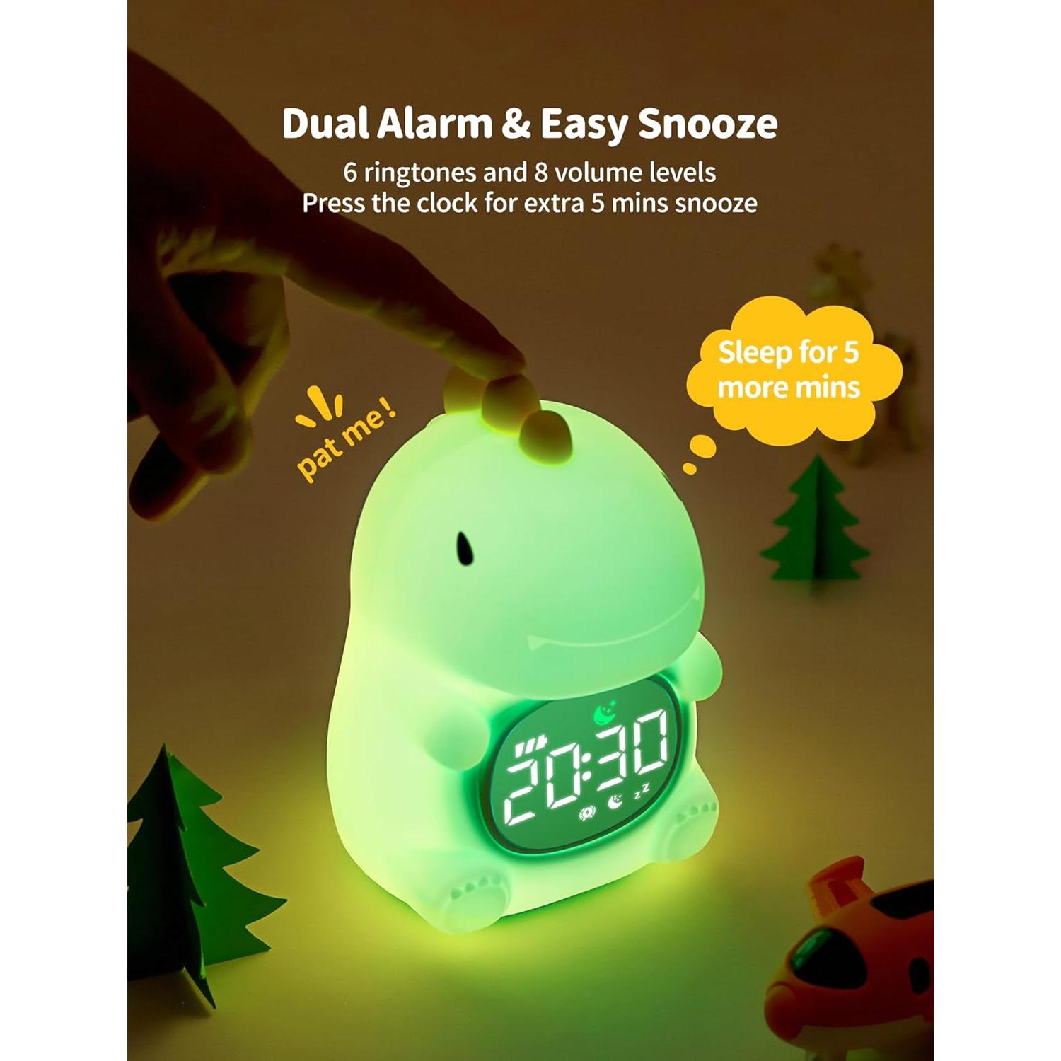 Reloj Despertador Dinosaurio TechCharm con Luz Nocturna