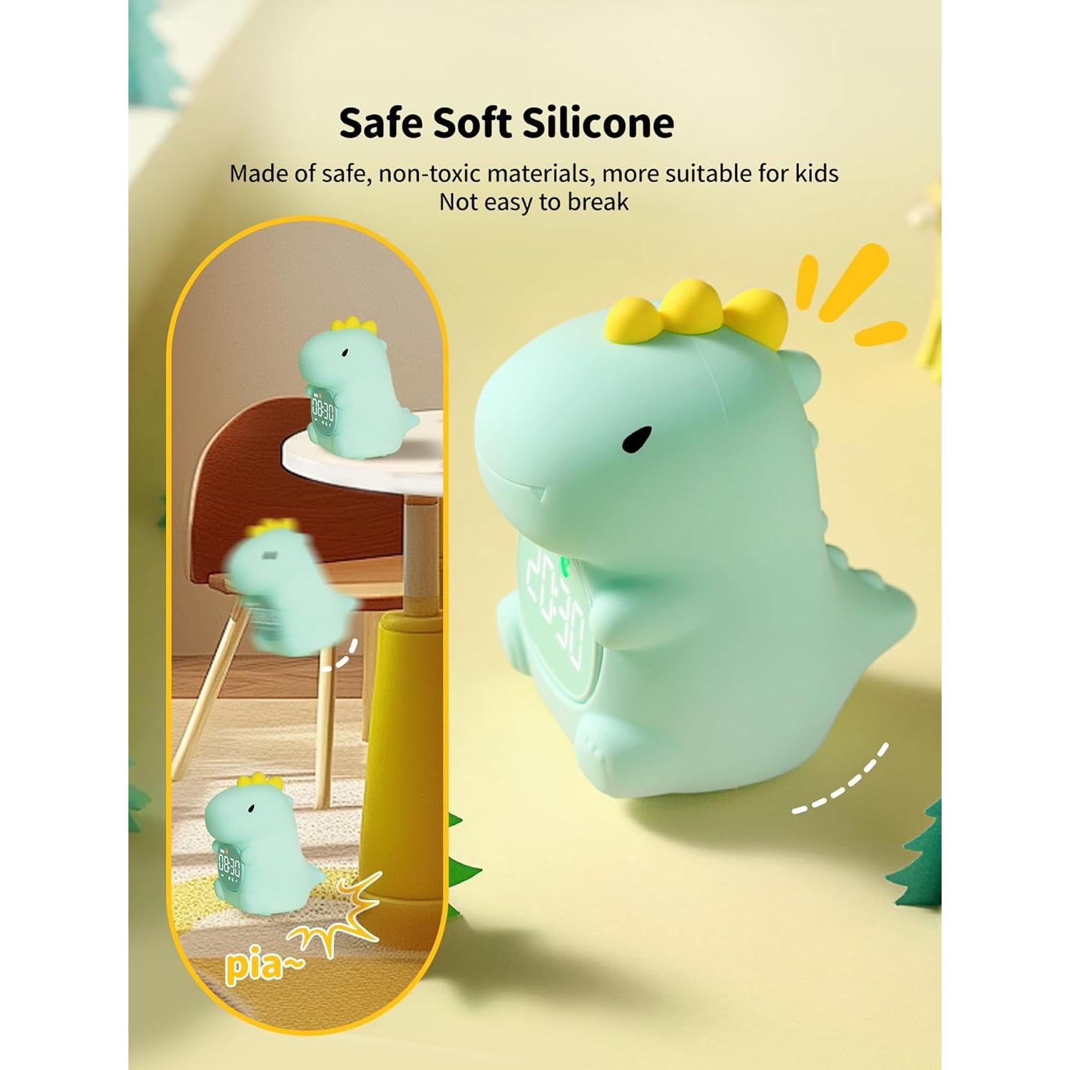 Reloj Despertador Dinosaurio TechCharm con Luz Nocturna