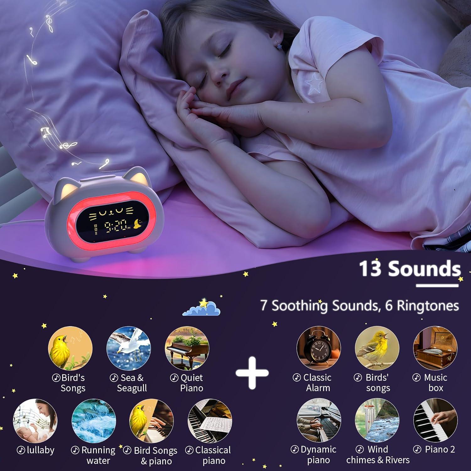 Reloj Despertador Infantil ANALOI Gato Luz Nocturna Doble Alarma