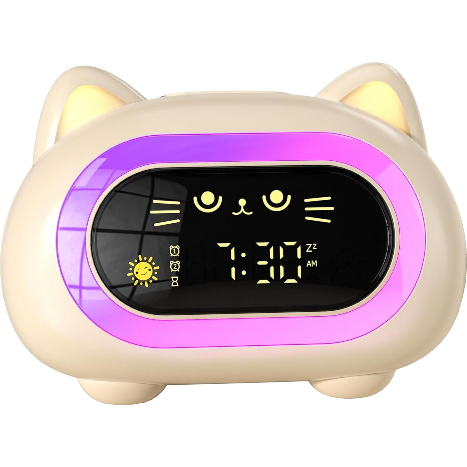 Reloj Despertador Infantil ANALOI Gato Luz Nocturna Doble Alarma