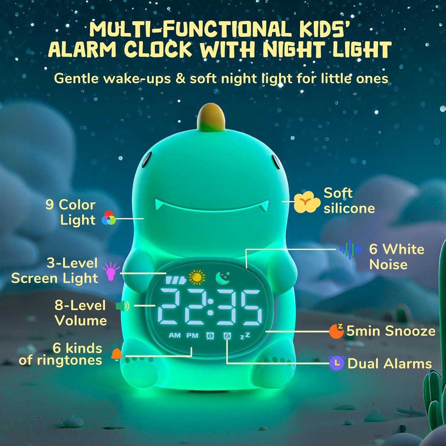 Reloj Despertador Infantil TCJJ con Luz Nocturna y Sonidos