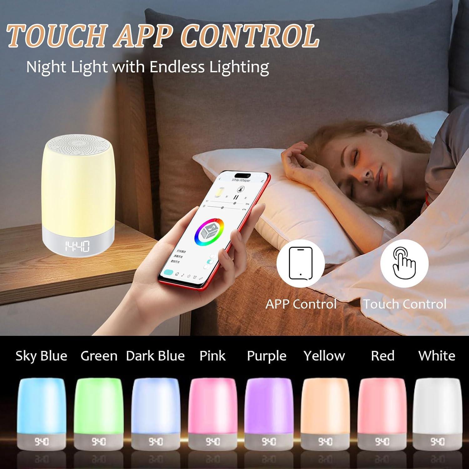 Máquina de Ruido Blanco PBFENG con Luz Nocturna y Bluetooth