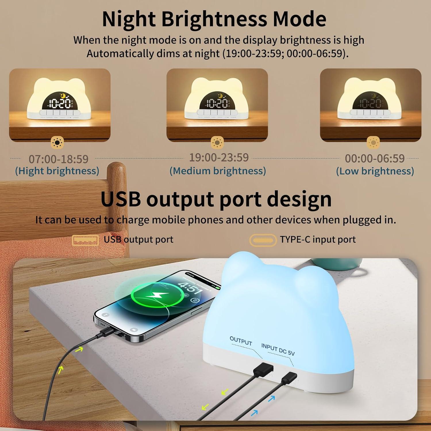 Reloj Despertador Digital Oviouit con Luz Nocturna y Sonidos