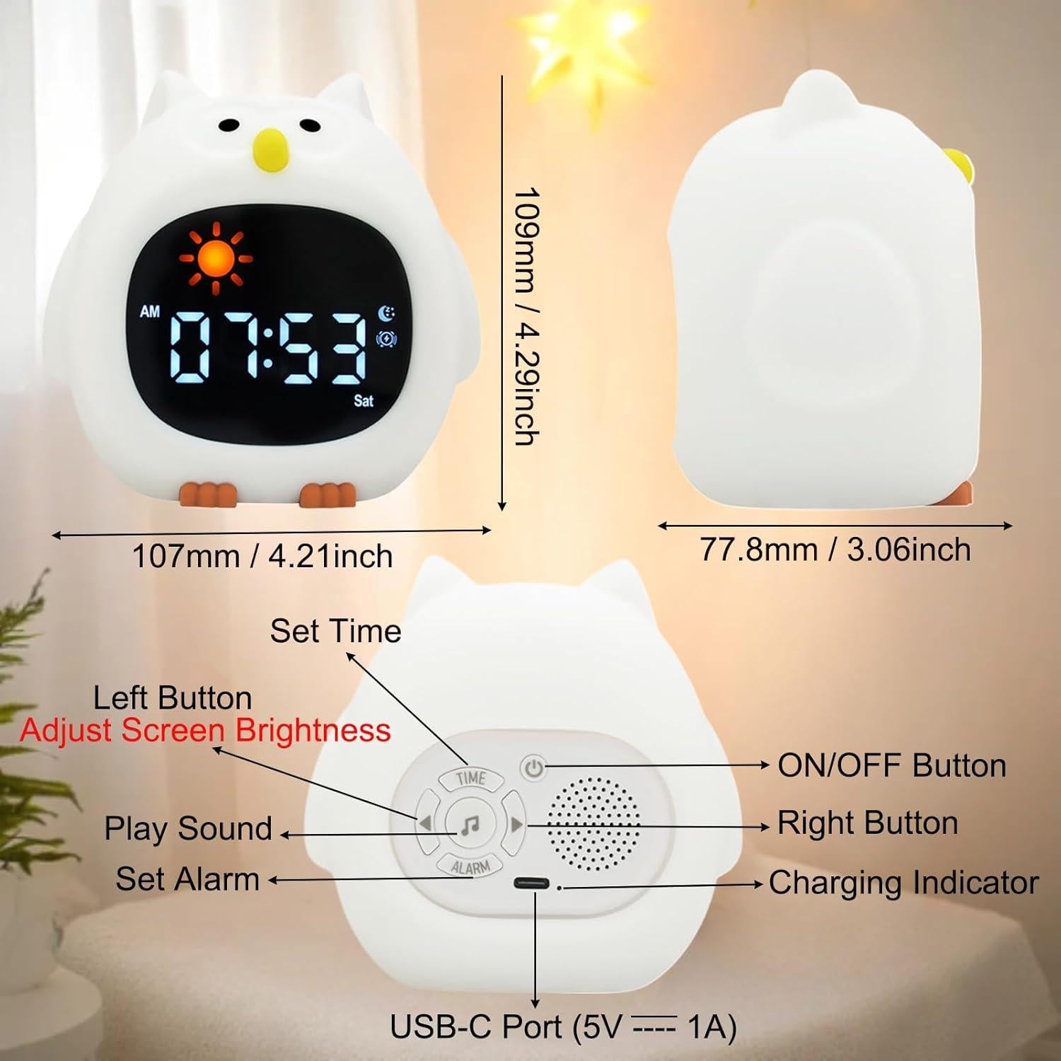 Reloj Despertador Digital xinjinhju Búho con Luz Nocturna