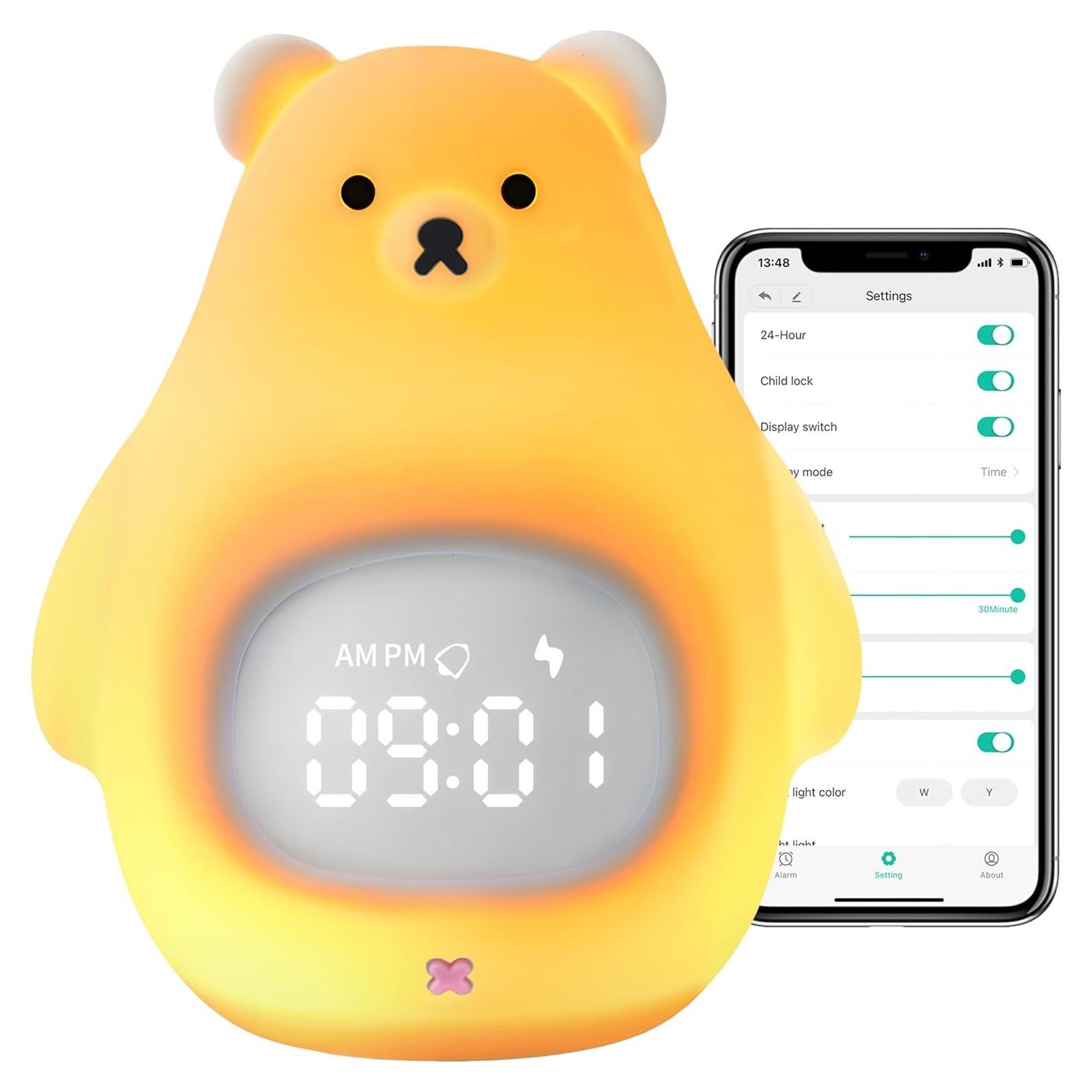 Reloj Despertador Inteligente GANGULITO Osito Blanco con Luz