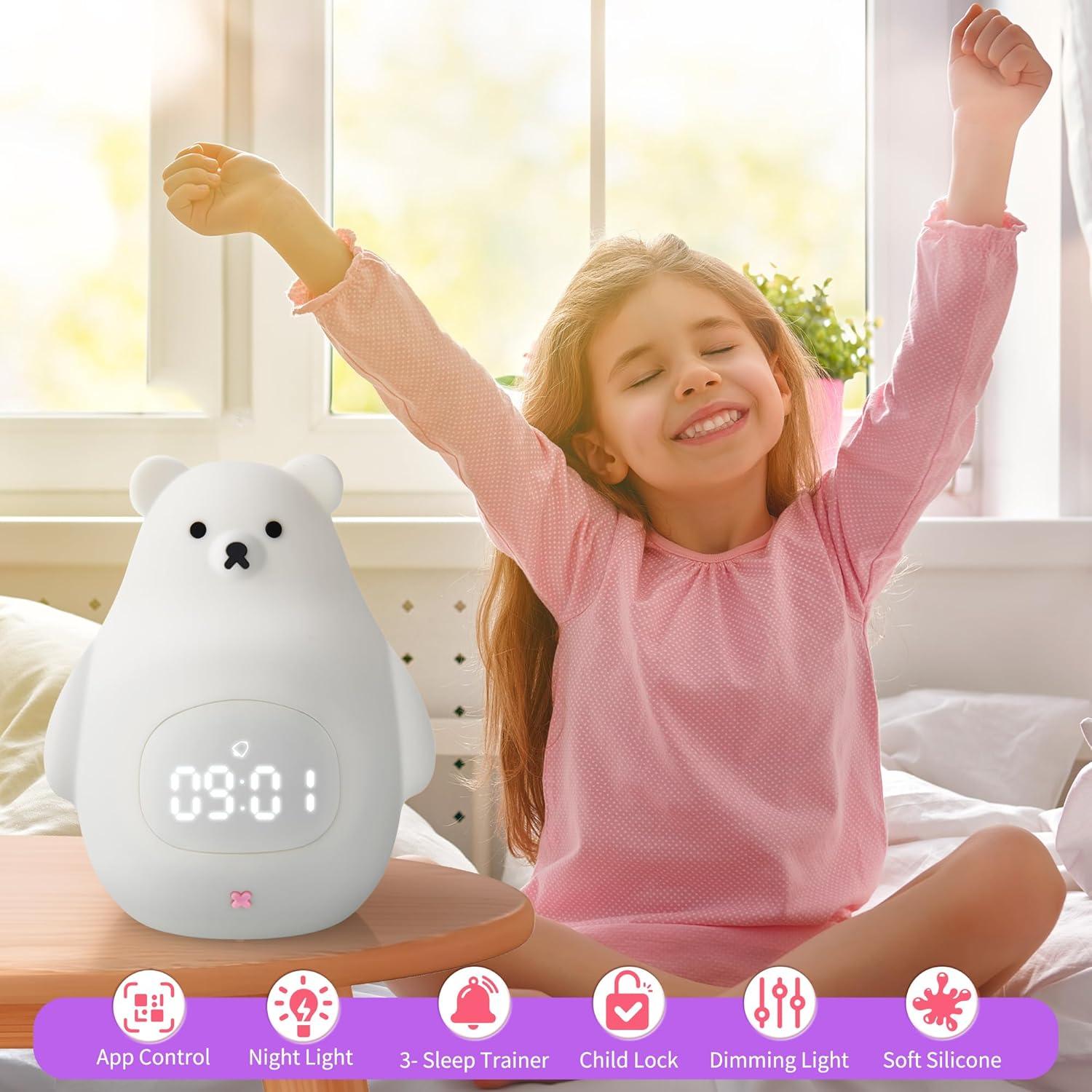 Reloj Despertador Inteligente GANGULITO Osito Blanco con Luz