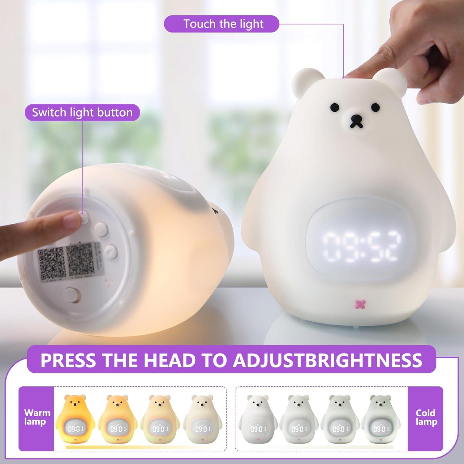 Reloj Despertador Inteligente GANGULITO Osito Blanco con Luz