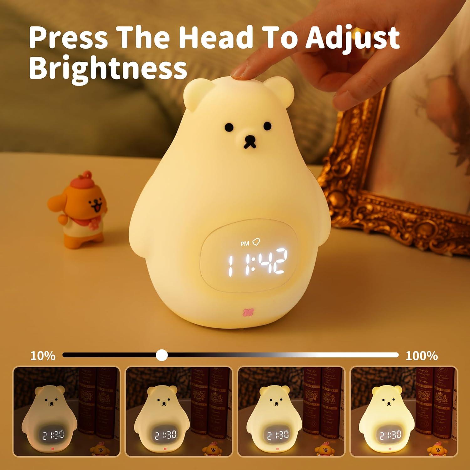 Reloj Despertador Inteligente GANGULITO Osito Blanco con Luz