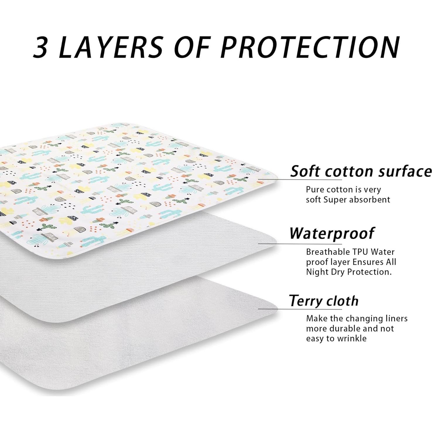 Almohadillas de Cambio para Bebé 3 Piezas Algodón Impermeable