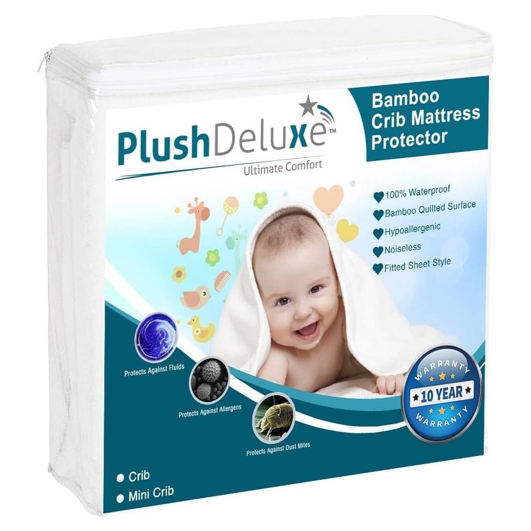 Protector de Colchón Mini PlushDeluxe 100% Impermeable Blanco