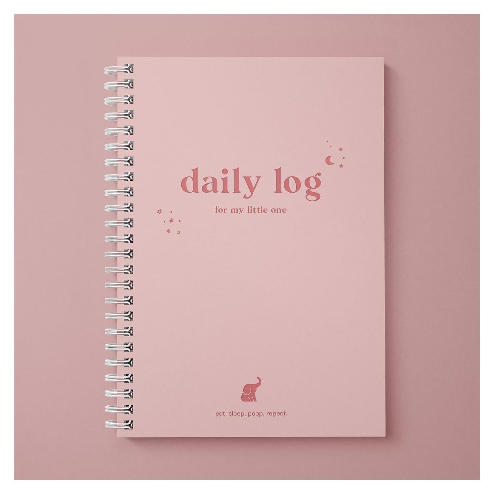 Libro de Registro Diario para Bebés A5 - Tapa Dura Rosa