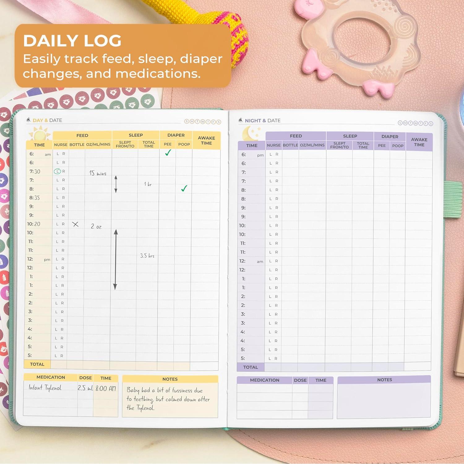 Diario de Alimentación y Sueño Clever Fox A5 Crema Menta