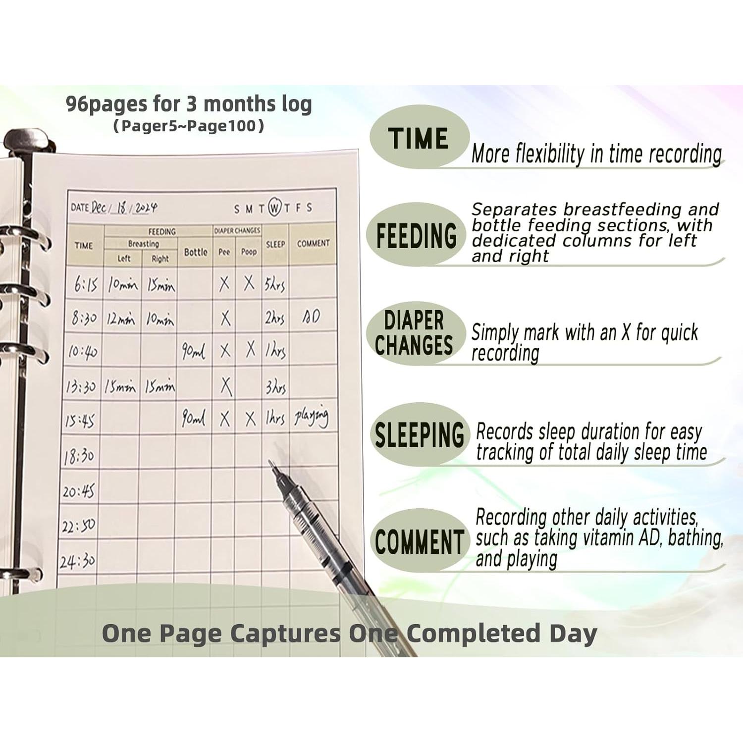 Libro de Registro Diario para Bebés Oso Azul - 0-6 Meses