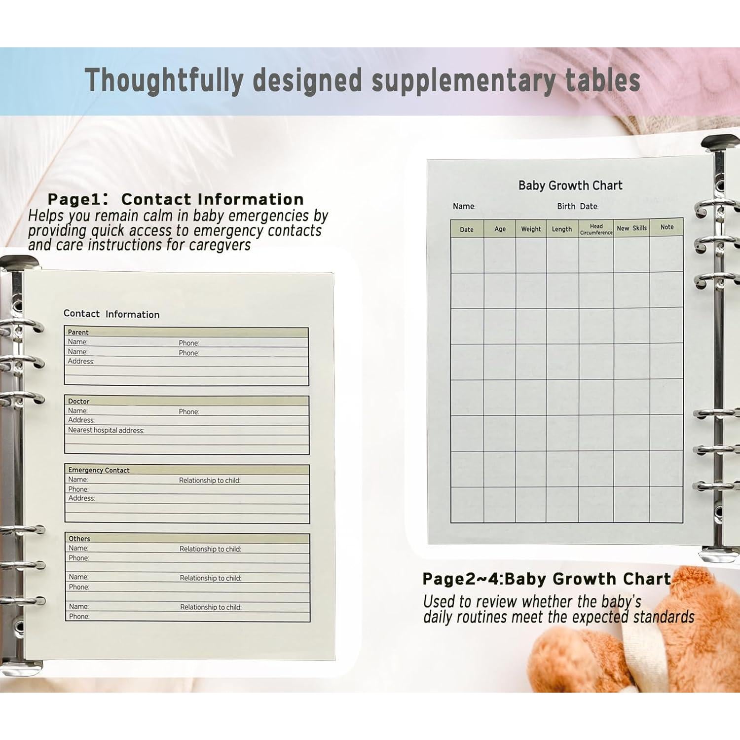 Libro de Registro Diario para Bebés Oso Azul - 0-6 Meses