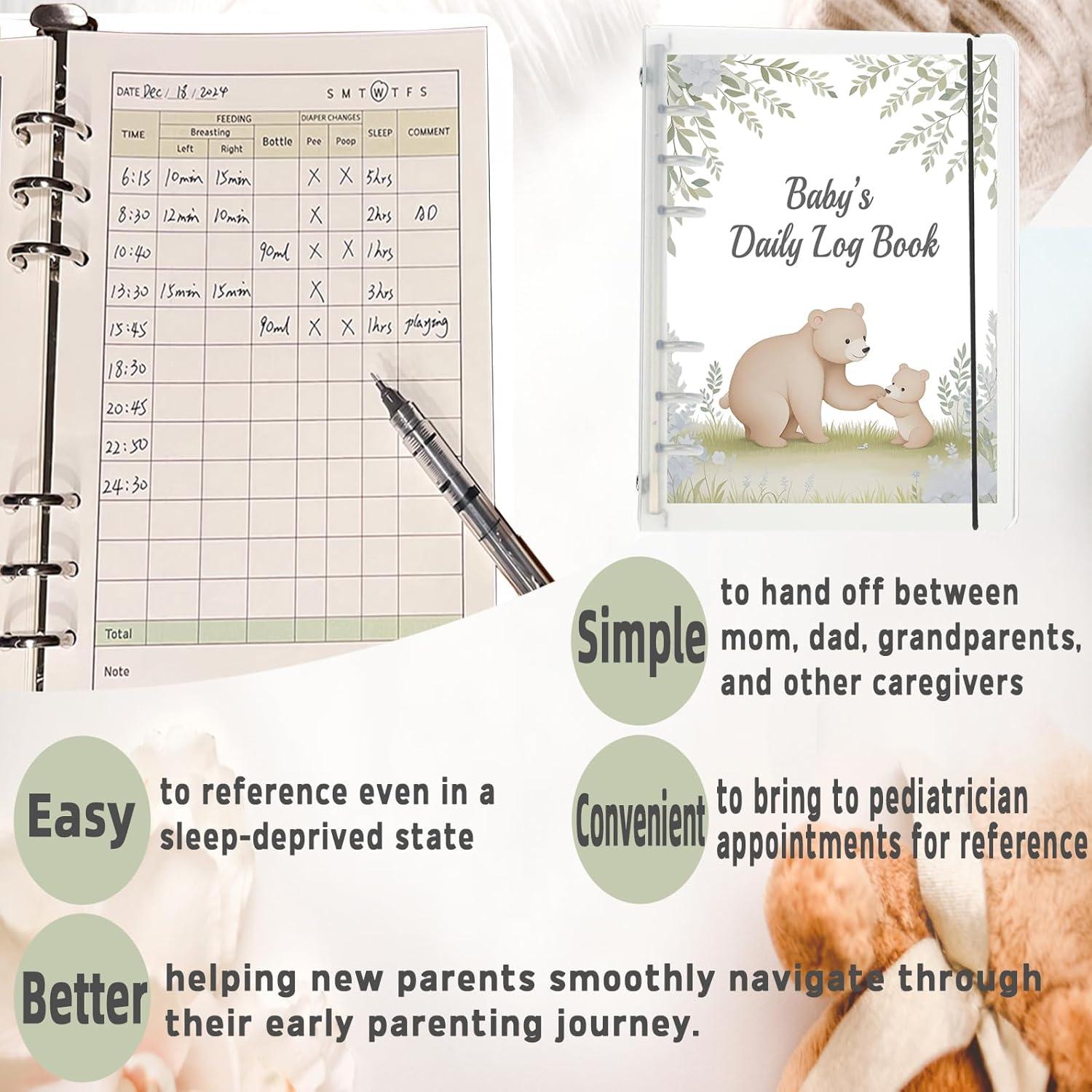 Libro de Registro Diario para Bebés Oso Azul - 0-6 Meses