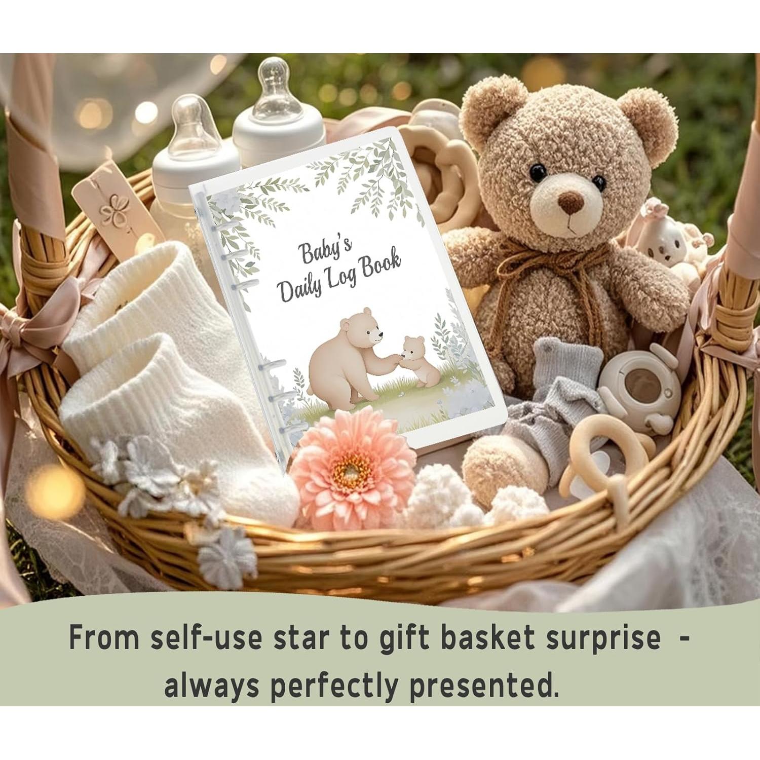 Libro de Registro Diario para Bebés Oso Azul - 0-6 Meses