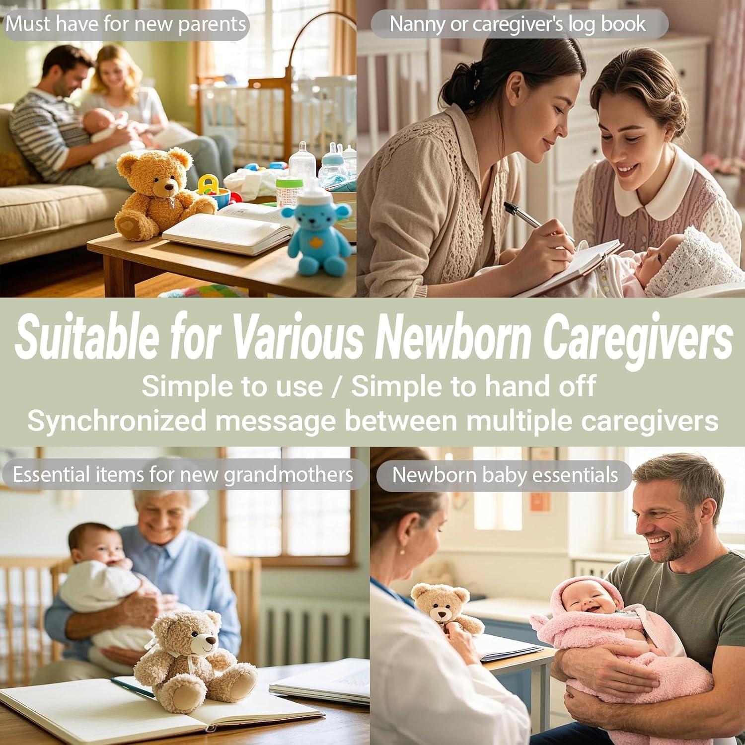 Libro de Registro Diario para Bebés Oso Azul - 0-6 Meses