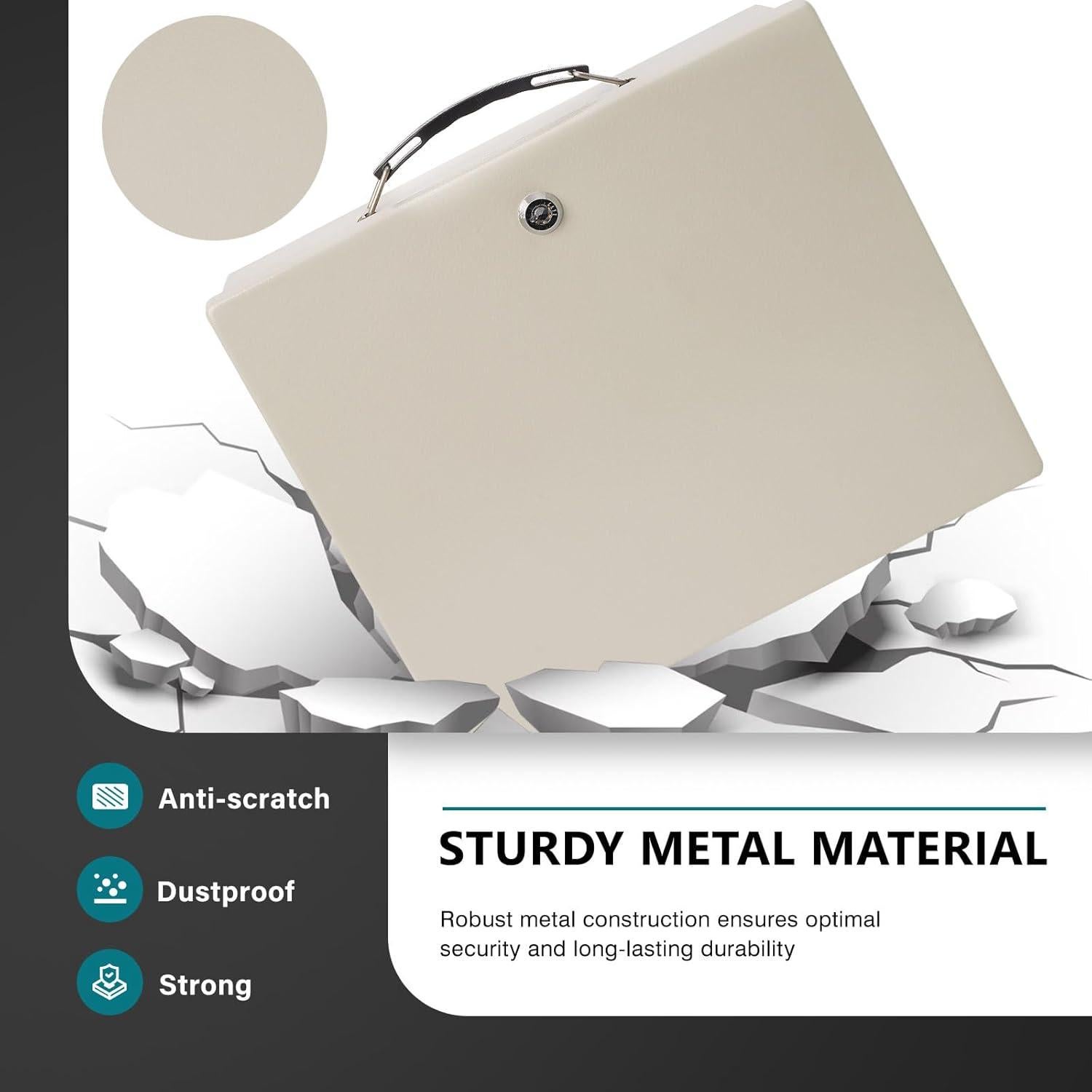 Caja de Documentos a Prueba de Fuego Polspag Grande Blanca