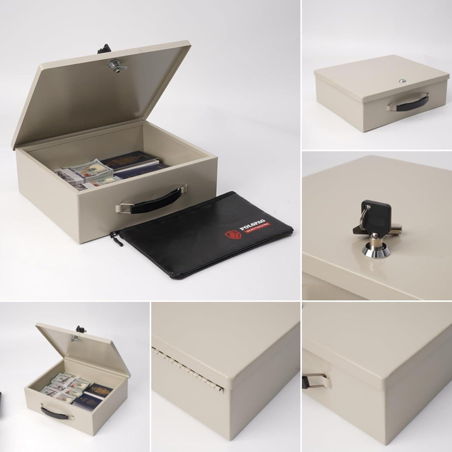 Caja de Documentos a Prueba de Fuego Polspag Grande Blanca