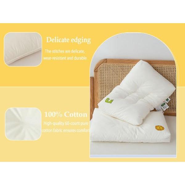 Toddler Pillow for 2,3,4,5 Years Old-11”x 17”-100% Cotton Machine Washable Soft and Breathable Kids Pillows, Small Toddler Pillow for Sleeping,Travel,Crib Bed,Daycare