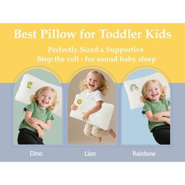 Toddler Pillow for 2,3,4,5 Years Old-11”x 17”-100% Cotton Machine Washable Soft and Breathable Kids Pillows, Small Toddler Pillow for Sleeping,Travel,Crib Bed,Daycare