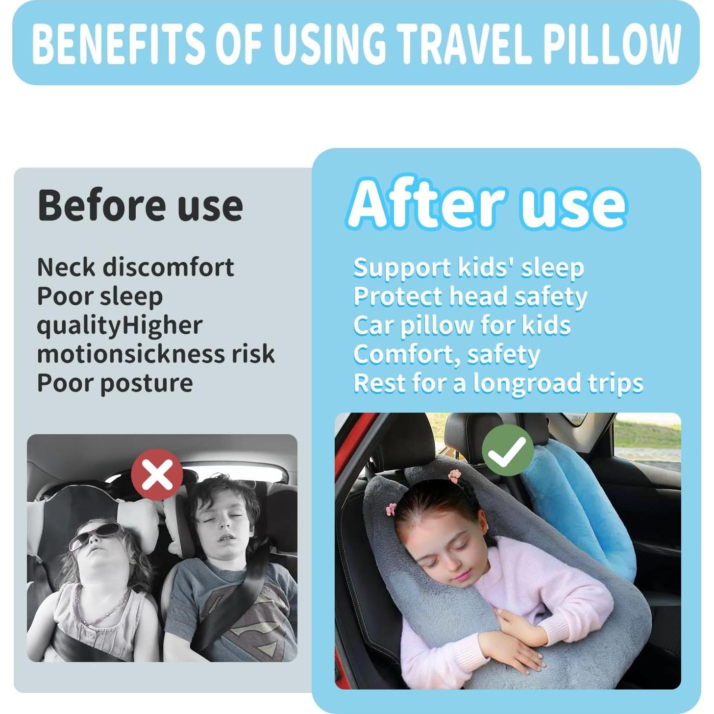 Almohada de Viaje BGZBGZ Rosa para Niños y Adultos 0.90 kg