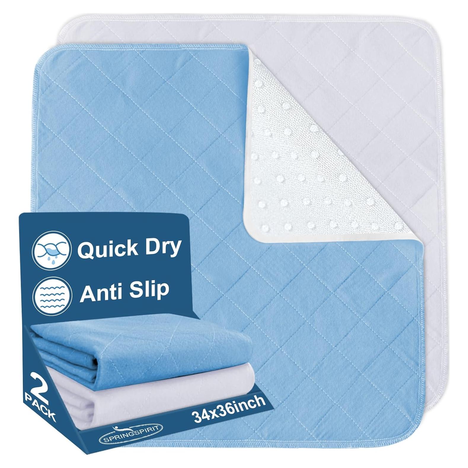 Protectores de Cama Impermeables Reutilizables Springspirit 86x91 cm - Paquete de 2