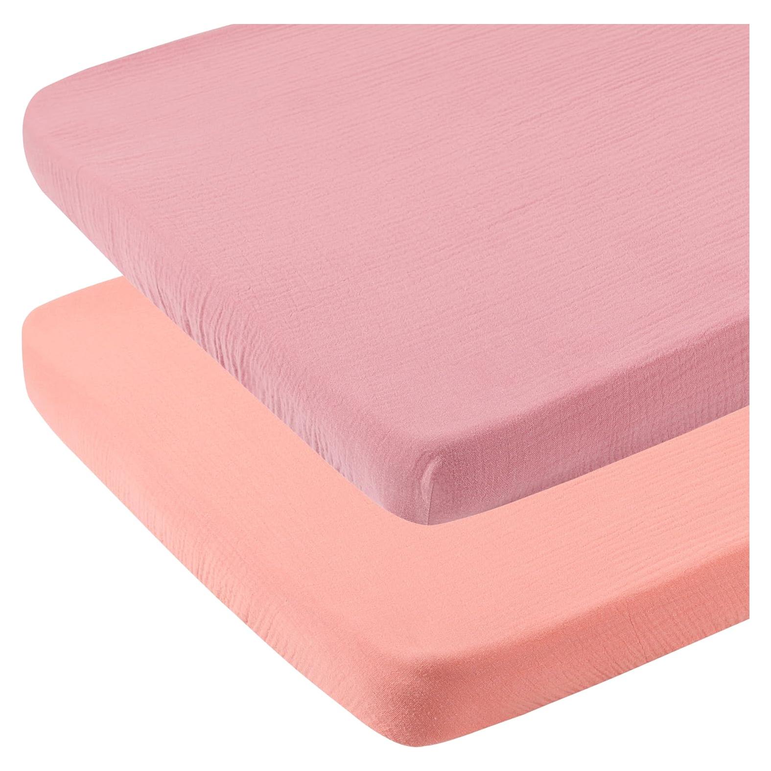 Sábanas de Muselina para Cuna Onacosht 83.8x48.3cm 2 Piezas Rosa Violeta